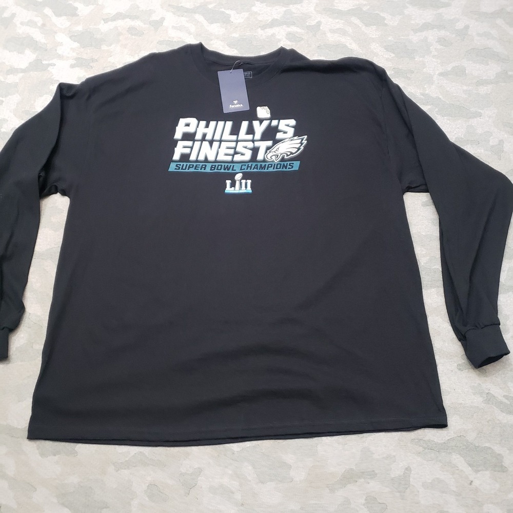 Philadelphia Eagles Superbowls Champions‎ Shirt Mens 2XL Black Fanatics NWT